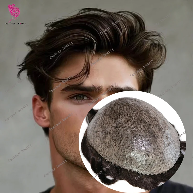 طويل 6 بوصة براون شقراء سوبر دائم الرجال رقيقة مايكرو الجلد الشعر المستعار شعري طبيعي 1B30 1B80 1b40 رمادي أسود الشعر أرخص شعر مستعار #1