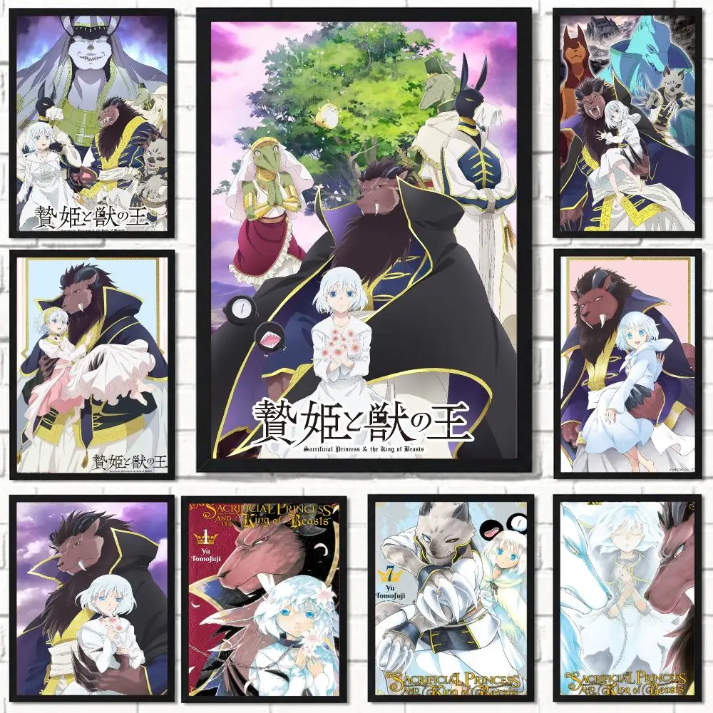 anime S-Sacrificial Princess King Beasts-S Poster Self Adhesive Wall Decor for Modern Home Cafe Office and Bar