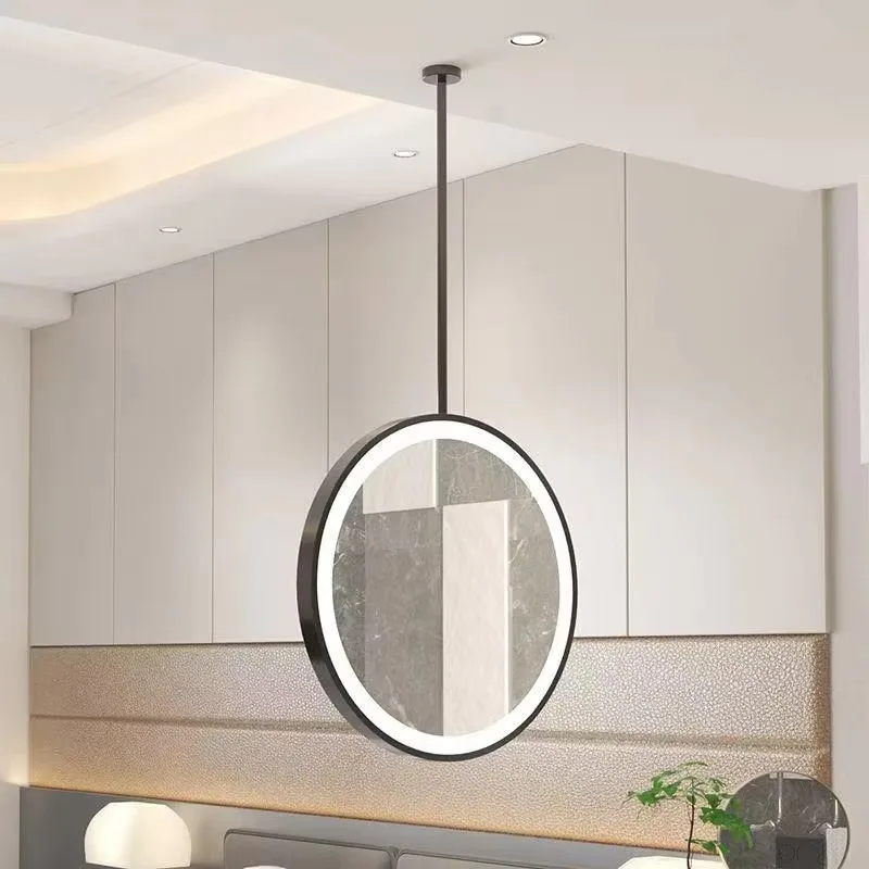 

60X40cm Round Bathroom Mirror with Light Art Deco Design Style Suspended Hanging Mirror for Birthday Occasions