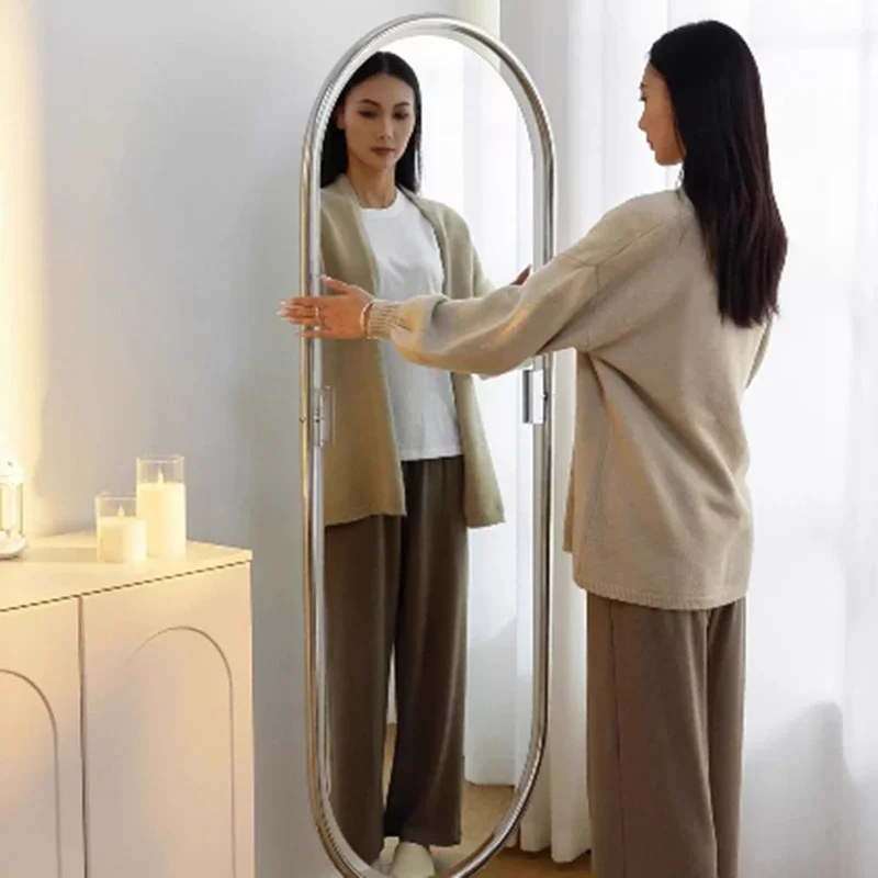 مرآة أرضية بيضاوية على الطراز الكوري للفتيات مرآة جمالية حديثة لتزيين غرفة المعيشة منتجات منزلية فاخرة غير تقليدية إنفينيتي Espelhos