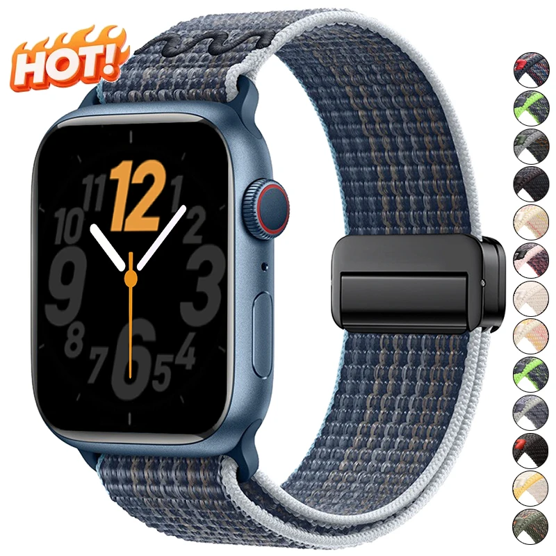Nylon-Schlaufenarmband für Apple Watch 45 44mm 49 46 40mm 41 42mm 38mm Correa Magnetisch für iWatch Series 11 10 6 Se 7 8 9 Ultra Band