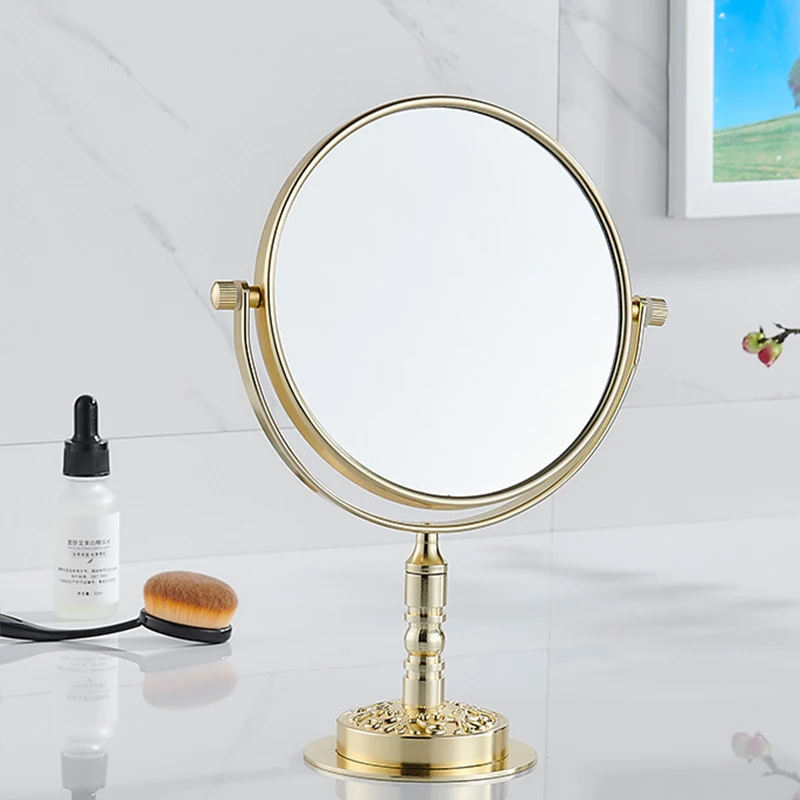 Black/Silver/Gold Bathroom Vanity Mirror 1:1 & 3X Magnification Dual-Sided Tabletop Cosmetic Mirror Aluminum Frame