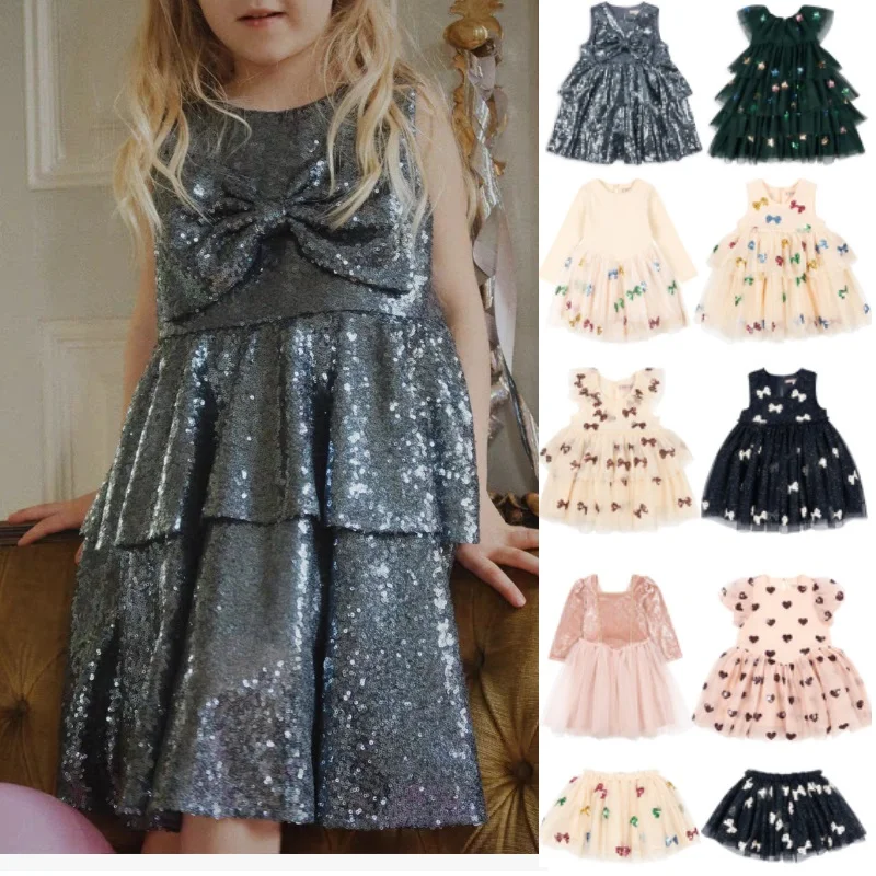 

Girls' Dress 2025 Fall/Winter New Arrival Printed Fashion Christmas Dress Pure Cotton Cute Sweet Party Prom Dress Tulle Skirt