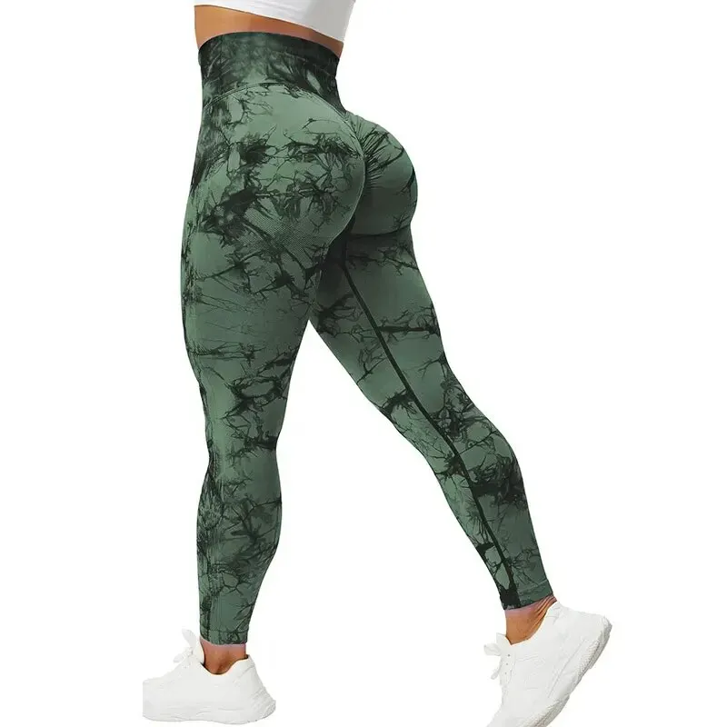 Legginsy sportowe z szerokim paskiem Yoga Basic Tie Barwnik