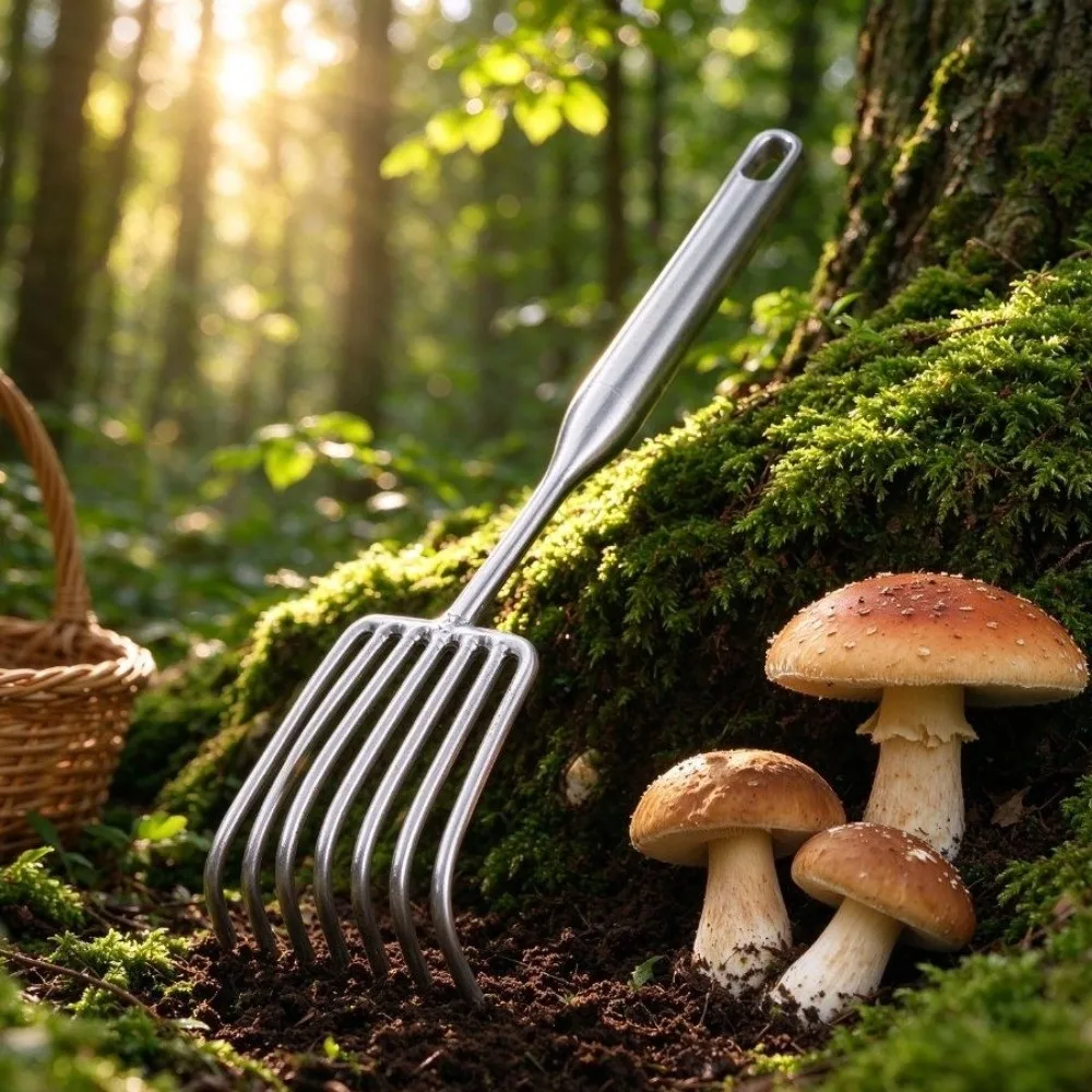 Compact Mushroom Picking Tool Adjustable Stainless Steel Mushroom Foraging Picker 30cm Silver Pick Up Tool