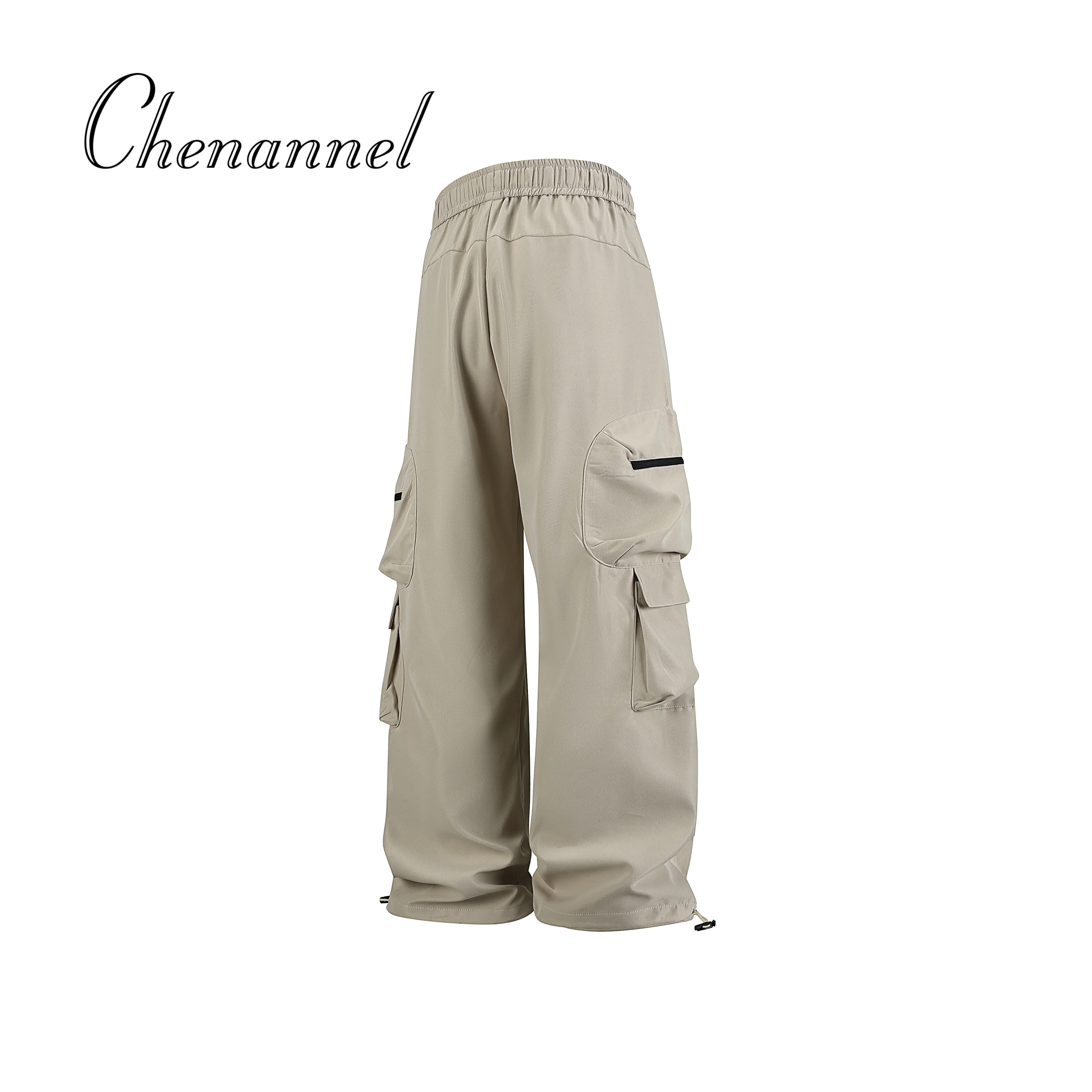 

Яки, прямые рабочие брюки с карманом на молнии для мужчин, весенне-осенний новый стиль, свободные повседневные мужские широкие брюки