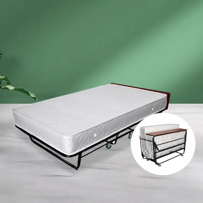 Hotel Extra Bed Rollaway Double Metal Spring Folding Guest Bed for Home Office Temporary Sleeping Solution Durable Frame