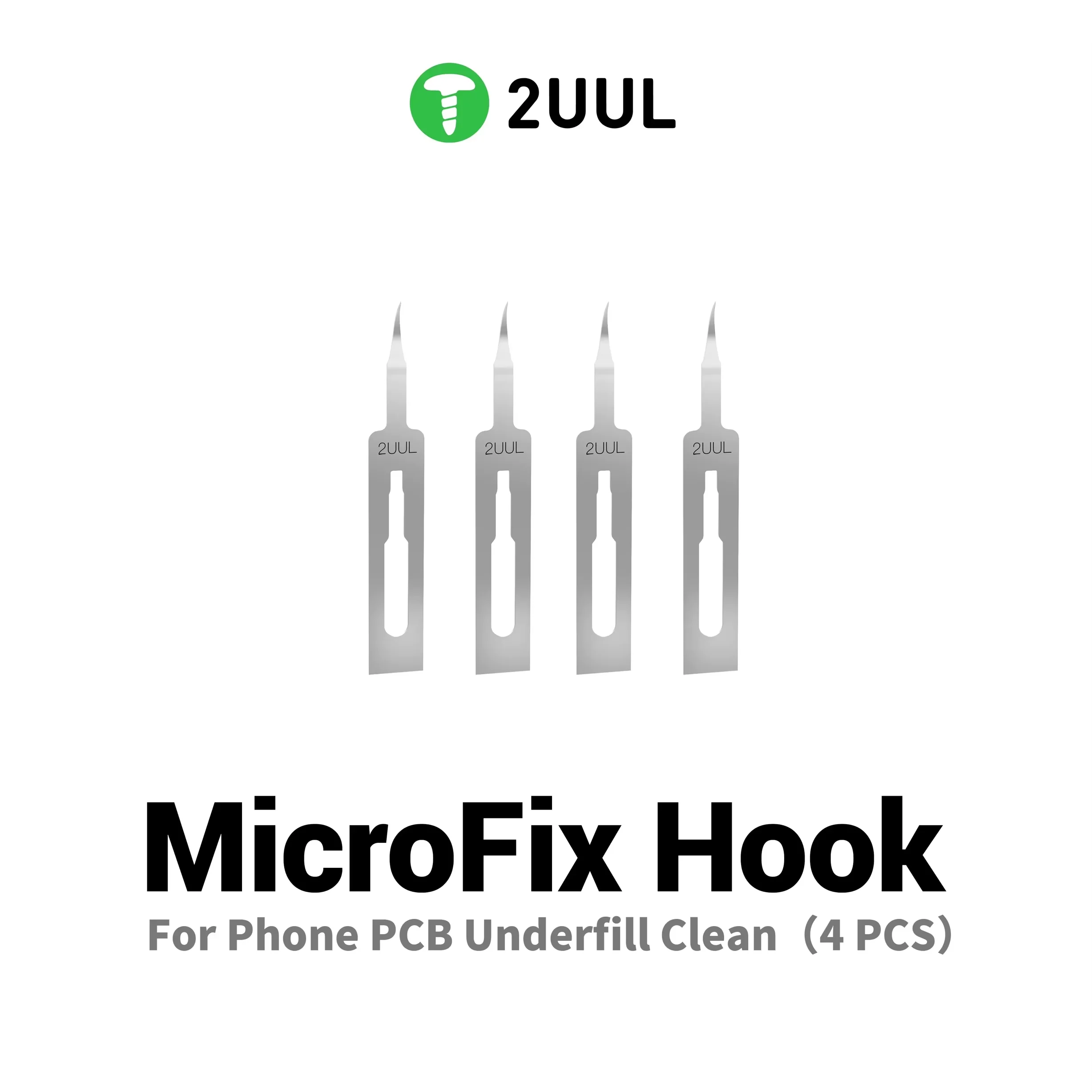 2UUL BL01 MicroFix Hook Tool with Forged Blade for Phone PCB Underfill Cleaning IC Glue Scraping And Small Chip Disassembly