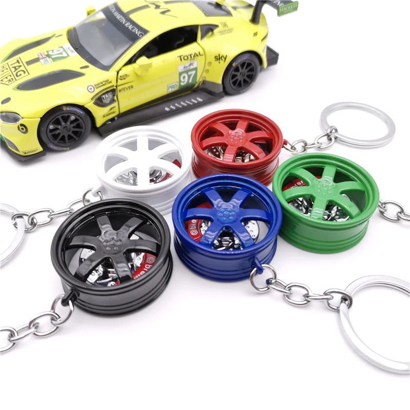 JDM  Design 5 Colors Car Wheel Hub Key Chain Hub Brake Disc Keyring Zinc Alloy Keychain Creative Auto Key Holder Accessories