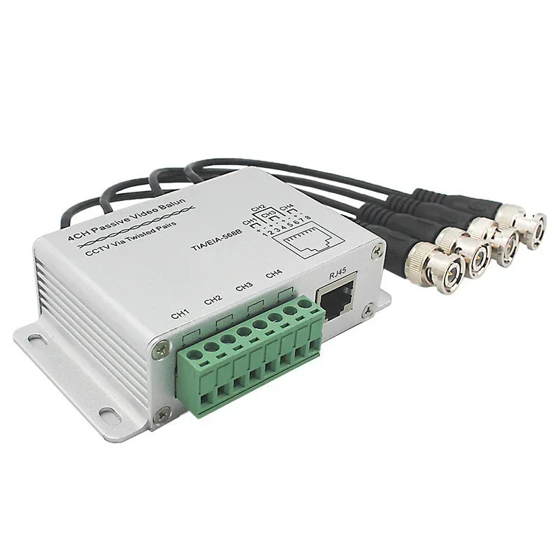 1 Uds CCTV transmisor pasivo de 4 canales Video Balun BNC macho a UTP Rj45 Cat5 4 CH UTP Video Balun transmisión para sistema CCTV