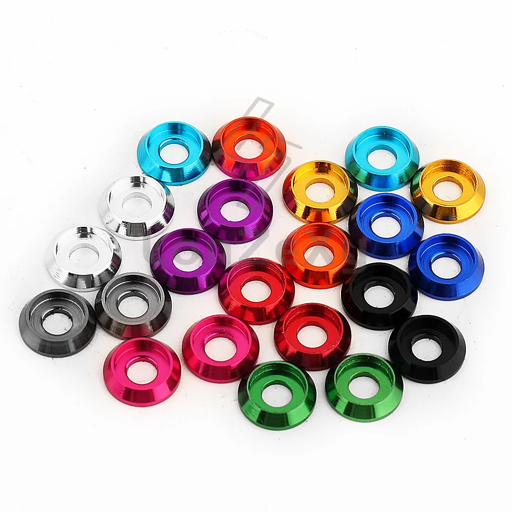 Multicolor Aluminum M3 Concave Washers Hex Pan Head Screw Thin Gaskets 11 Colors RC Car FPV Drone Upgrade Parts 10/50/100PCS