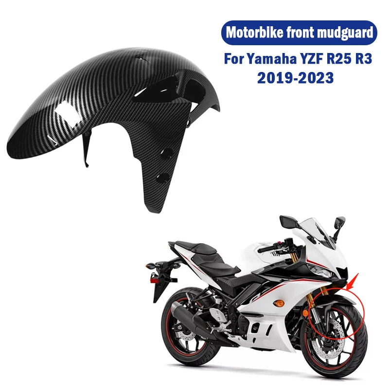 For Yamaha YZF R25 R3 Front Fender R 25 3 2019-2023 2021 2022 19 20 21 22 Motorbike Fairing Kit Mudguards Mudflap set ABS Carbon