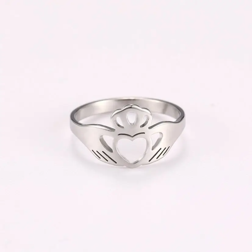 Jeshayuan Engagement Claddagh Love Ring For Lover Birthday Gift Stainless Steel Friendship symbolRing Jewelry