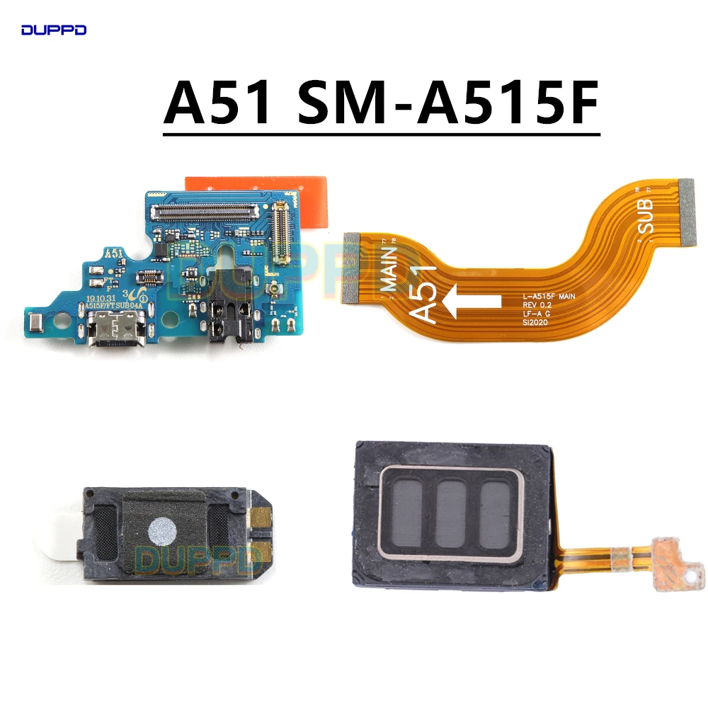 USB Charging Dock Port Board Main Motherboard Flex Cable For Samsung Galaxy A51 A515 A515F Earpiece Ear Speaker Loudspeaker