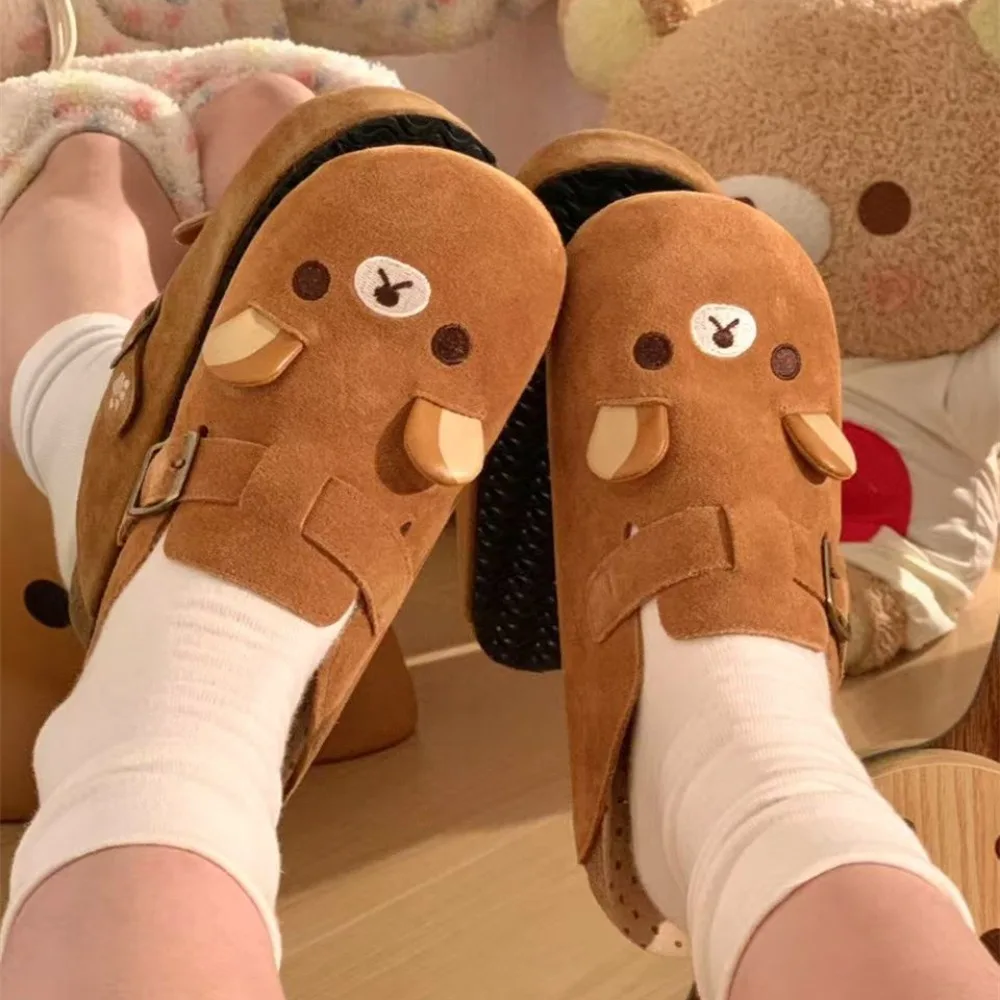 

Женская обувь Rilakkuma на толстой подошве, 2022, милые тапочки Rilakkuma в стиле аниме, увеличивающие рост, милые ретро тапочки Rilakkuma
