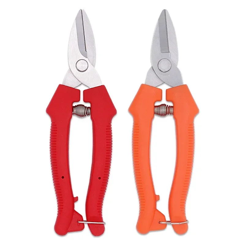 Straight Head Stainless Steel Sawtooth Type Sharp Blade Bypass Pruning Shears PP Handle Garden Shear Pruner Scissors for Bonsai