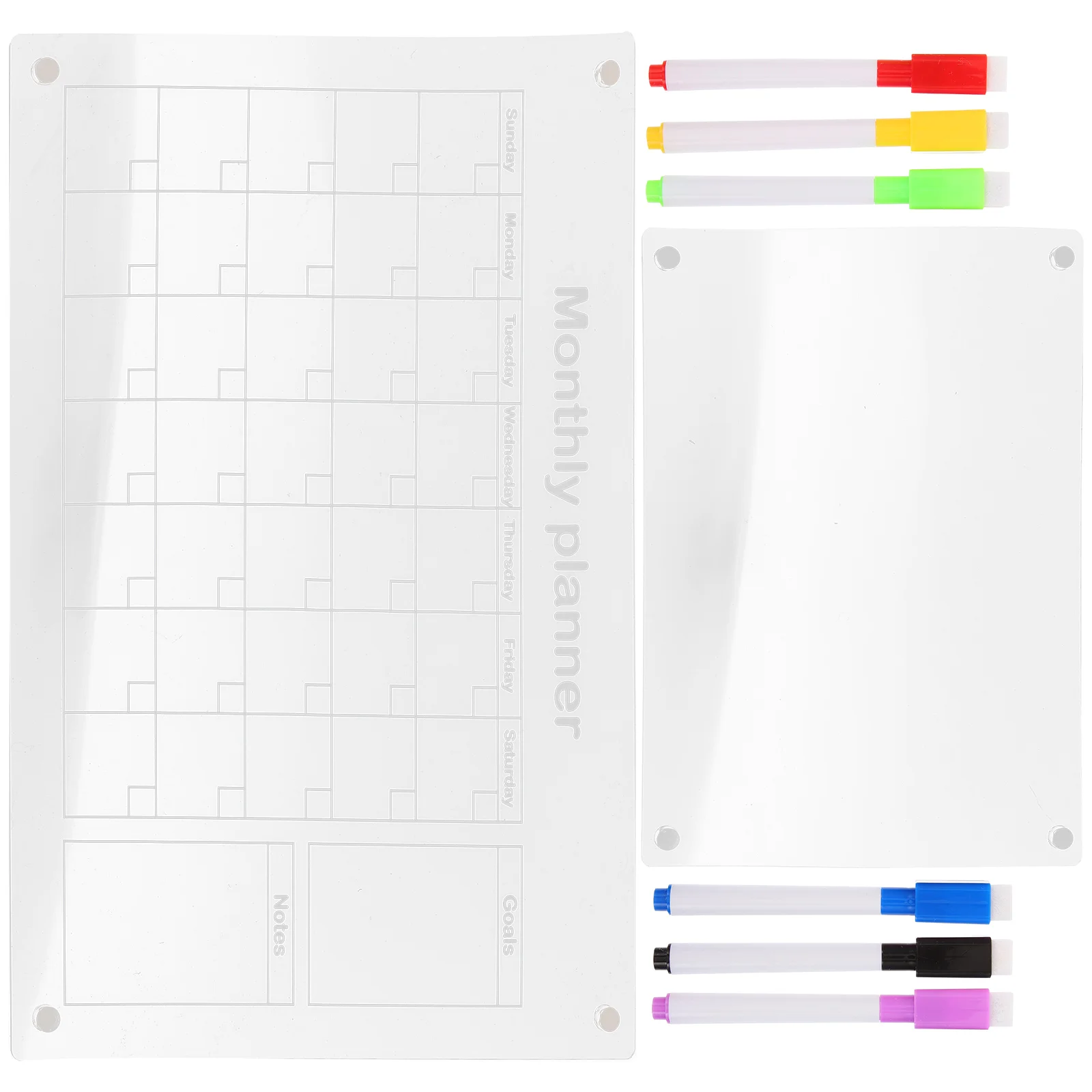 Tableau d'affichage en acrylique pour la planification du réfrigérateur, calendriers, tableau de cuisine, liste de contrôle, tableau blanc