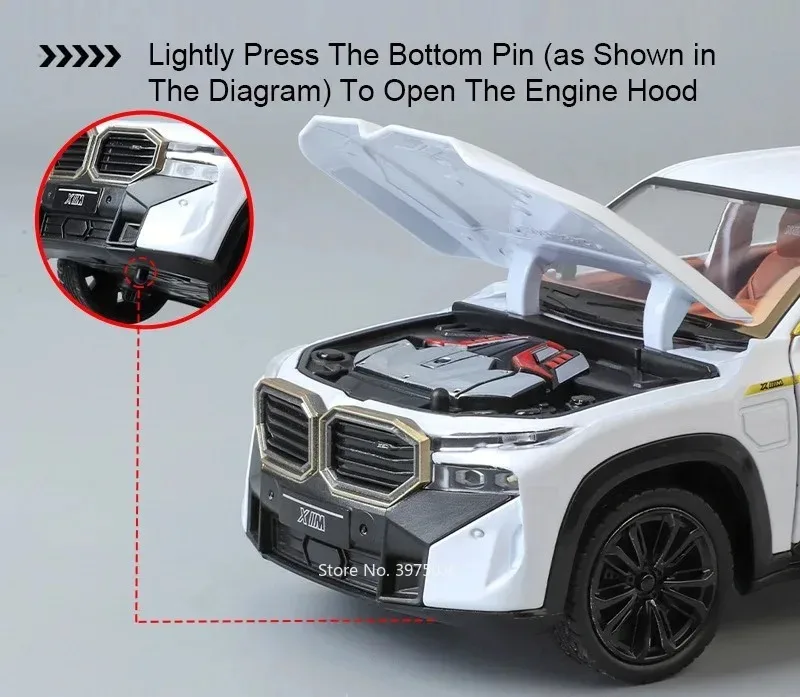 1:24 Alloy Rolls Royce Cullinan XM-Modell, Druckguss-Spielzeugautos, 6 Türen, geöffnete Fahrzeuge, zurückziehbare leichte Musik, Miniaturauto, Kindergeschenk – Detail 26