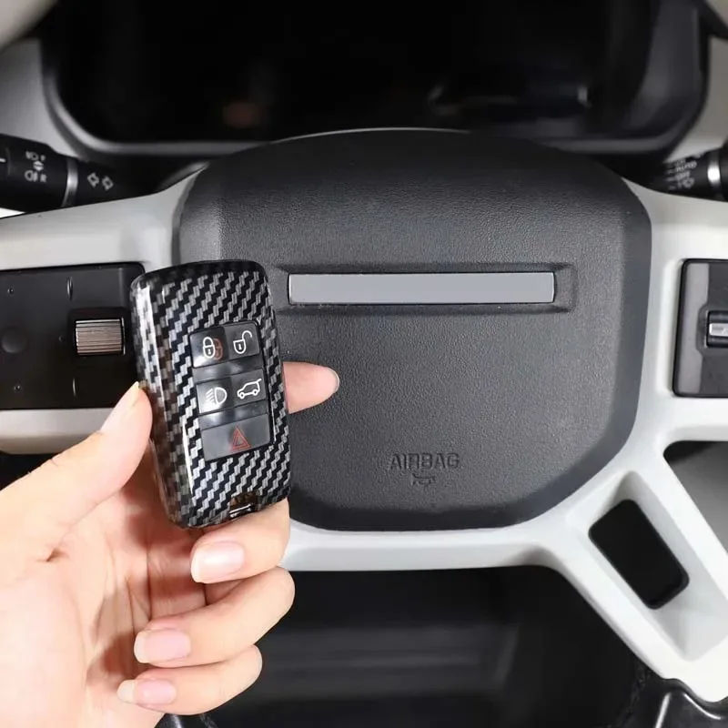 لاند روفر المدافع 90 110 130 2020-2025 ABS ألياف الكربون مفتاح السيارة قذيفة غطاء الكسوة اكسسوارات السيارات #4