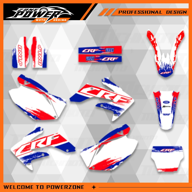 Powerzone-pegatinas gráficas personalizadas para motocicleta CRF 250R, Kits de calcomanías para Honda CRF250R CRF250 2004 2005 2006 2007 2008 2009