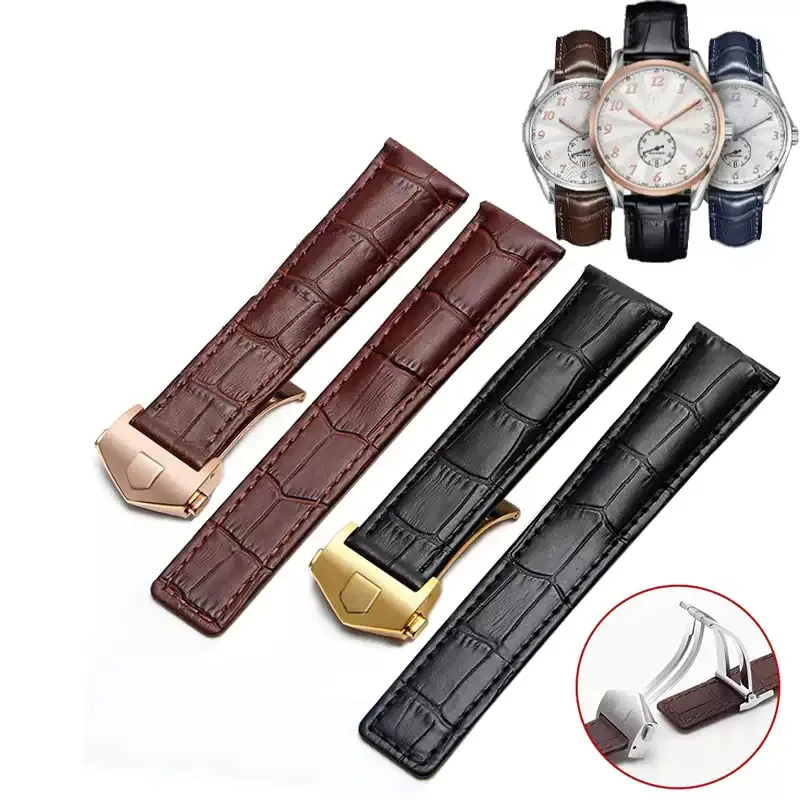 

20mm 22mm Genuine Leather Strap for Tag Heuer Watch Carrera Monaco Watch Belt Black Brown Bracelet Wristwatch Watchband