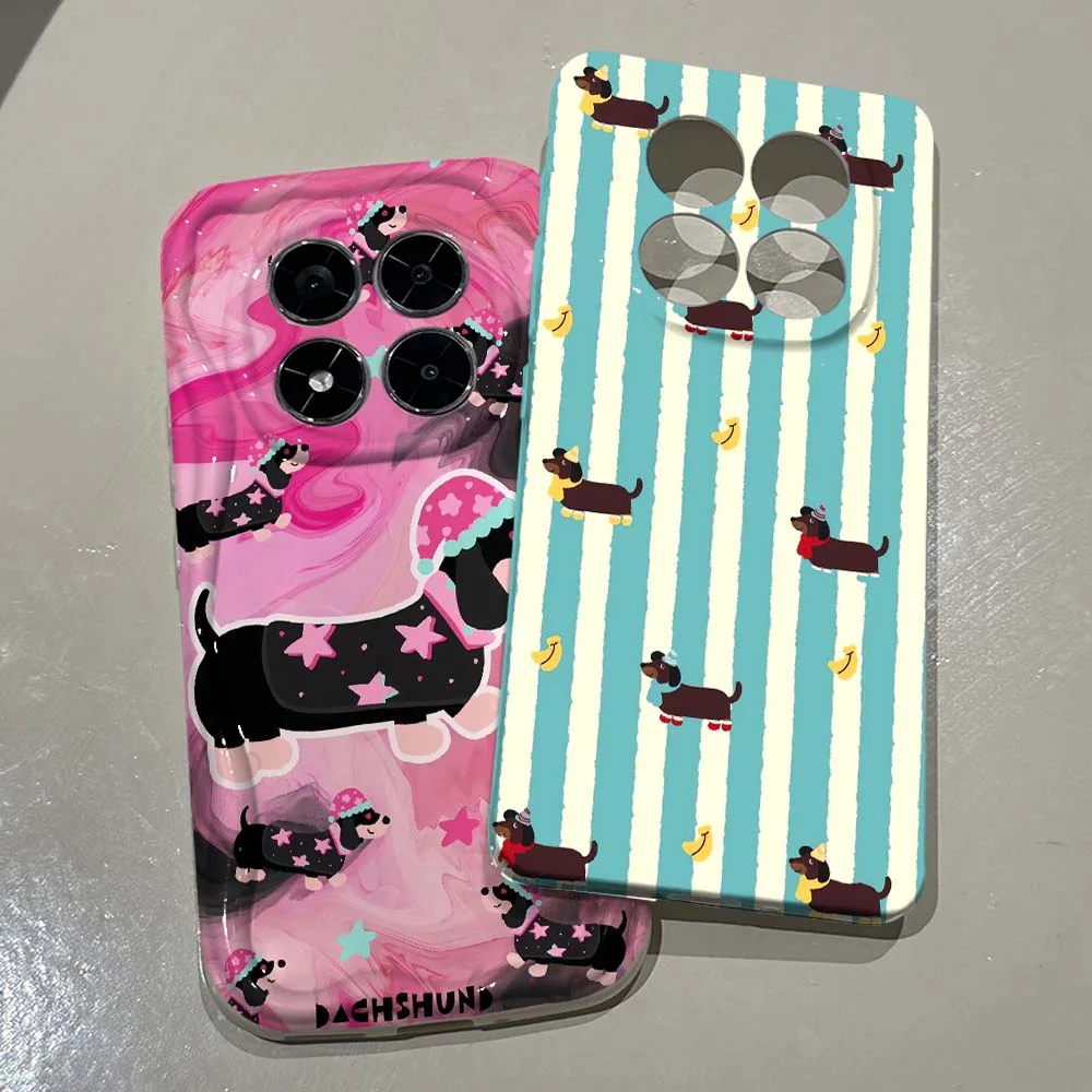 

Cute Sausage Dog Anime Cover For Redmi Note 15 14 13 12 12S 12T 11 11T 11S 10 10S SE Pro Plus 4G 5G Feilin Wave Oil Shell