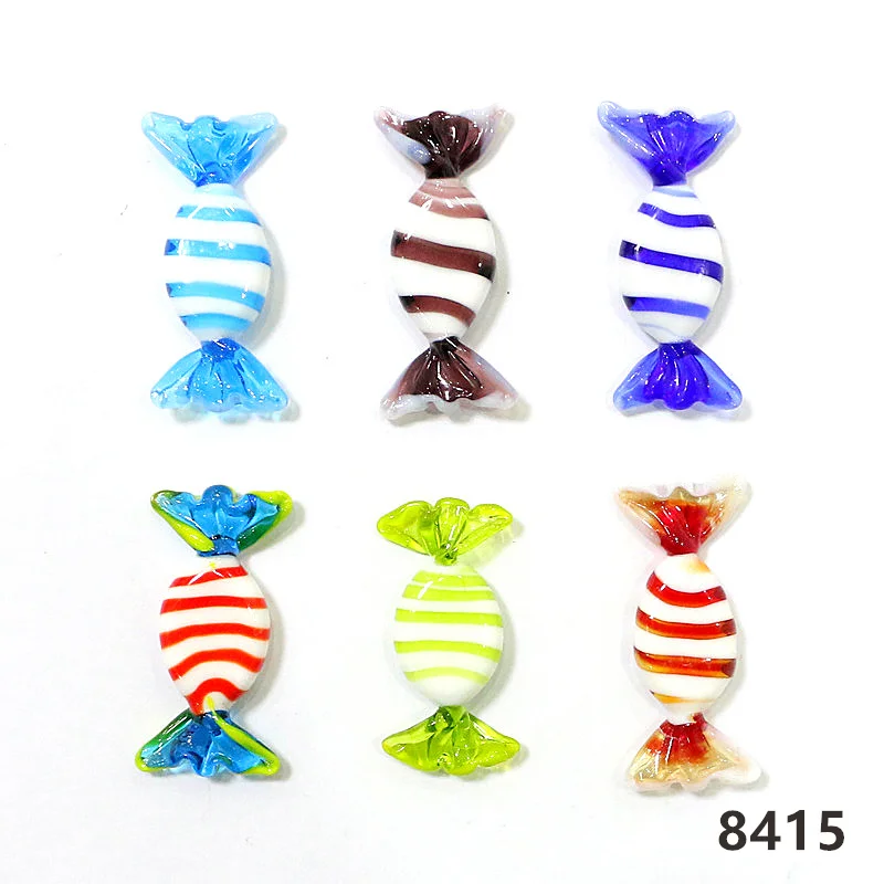 6pcs Colorful Lovely Murano Glass Sweets Candy Craft Ornament Home Desktop Girl Room Kawaii Decor Party Birthday Christmas Gifts