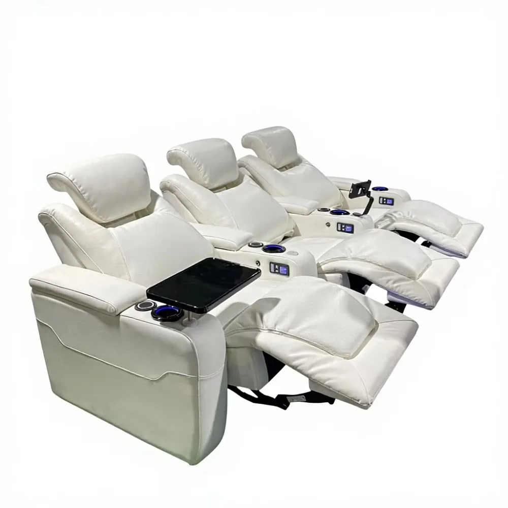 Modern Electric Chaise Lounge Sofa Adjustable Leather Electric Chaise Lounge Living Room Bedroom Hotel Cinema Multifunctional