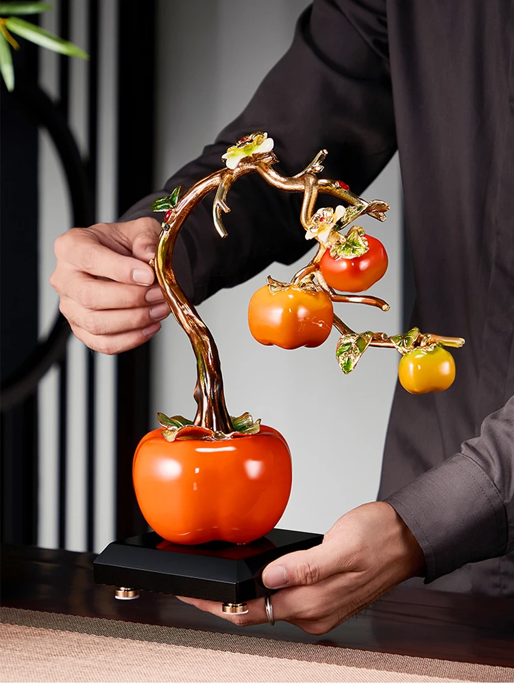 persimmon ornament high-end light luxury living room entrance TV cabinet persimmon ruyi handicrafts housewarming opening