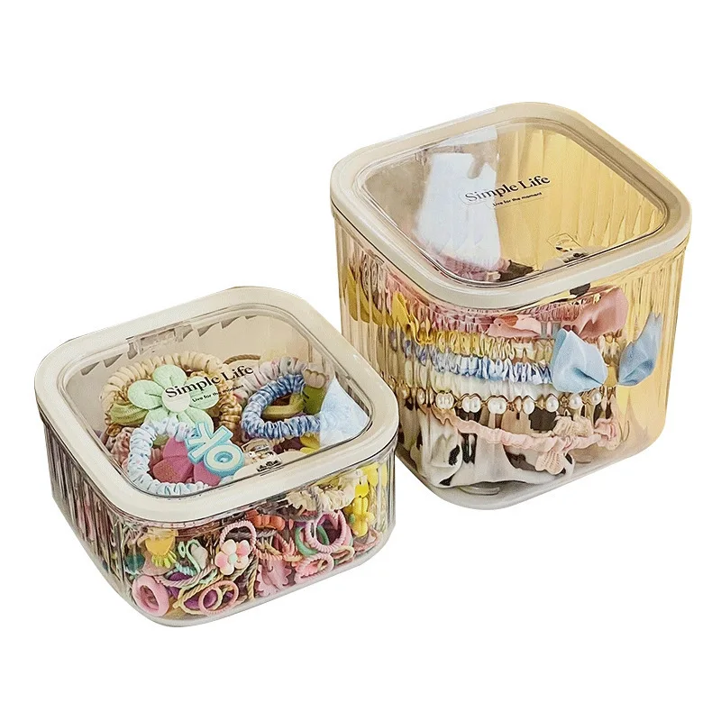 صندوق تخزين أكريليك للفتيات بنقرة واحدة صندوق مجوهرات مقاوم للغبار إكسسوارات الشعر صندوق تخزين مجوهرات الرأس حبل الشعر #6