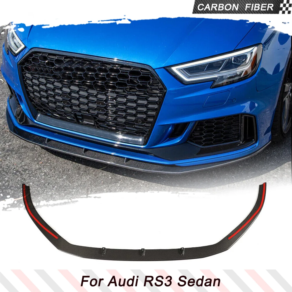 Carbon Fiber Car Front Bumper Lip Spoiler Splitters For Audi RS3 8V 2017 - 2020 Front Bumper Splitters Chin Lower Lip Spoiler