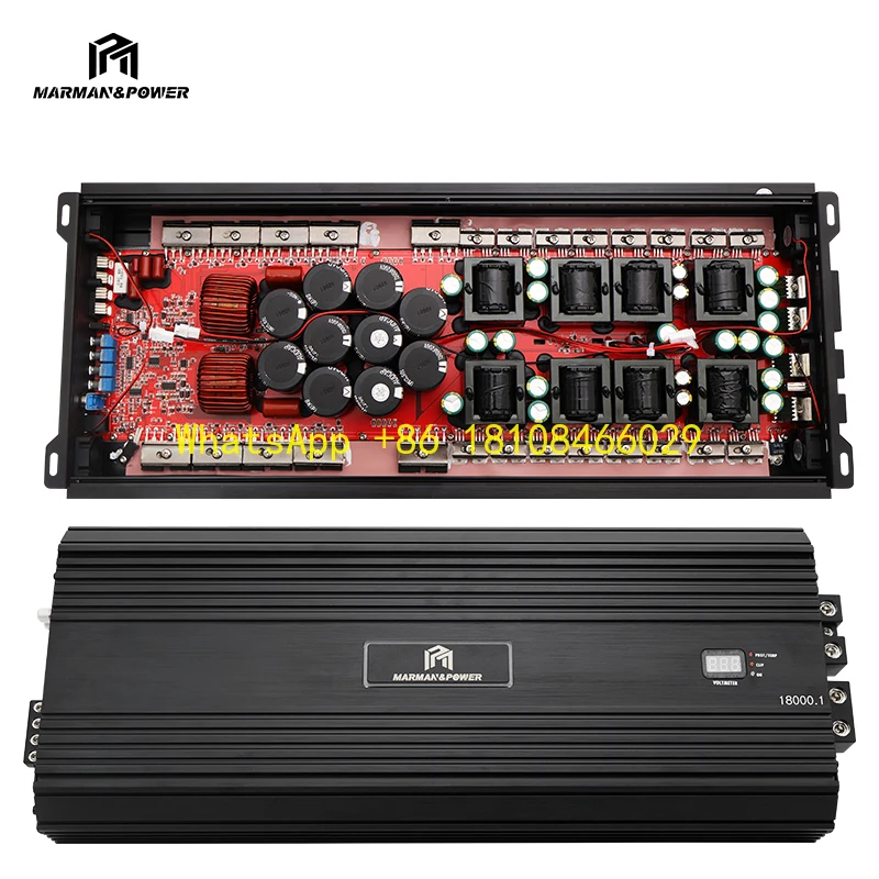 

High Power 1Ω18000W Class D Car Amplifier Woofer Power Amplifier with Radiator Design and Voltage Display