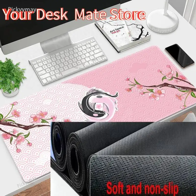 Fish Koi Gaming Mousepads Desk Rug Gamer Mousepad Large Mouse Mat Desk Pads Keyboard Mats Design Mouse Pad Black And White