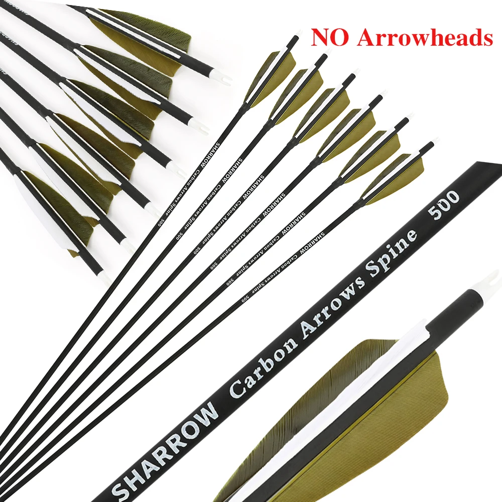 

4 дюйма карбоновые стрелы с турецким пером ID6,2 мм OD7,8 мм 30 дюймов вал 6/12 стрельба из лука без наконечников стрел Spine500 аксессуар для охоты и стрельбы