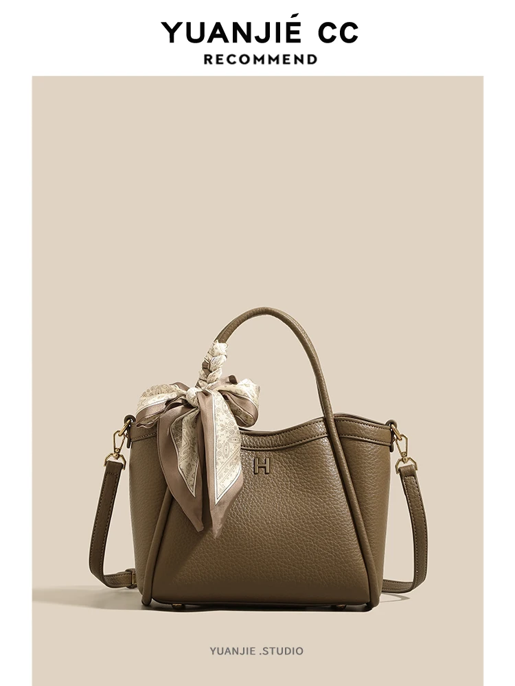 Genuine Leather Women's Bag 2026 New Spring Summer High-End Sensation Small Design Fashion Mom Bag Single Shoulder Slant Cros...