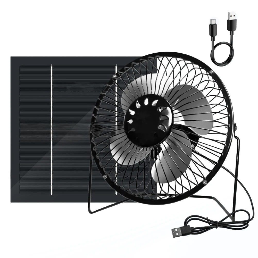 10W Solar Panel Fan 8 Inch Portable Ventilation With Bank Function For Outdoor Camping And Cooling Tool