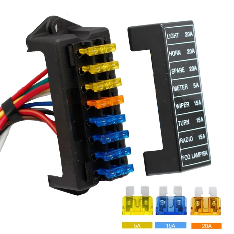 8Way DC 12V Volt Fuse Box Block Holder ATC ATO 2-input 8-ouput Wire