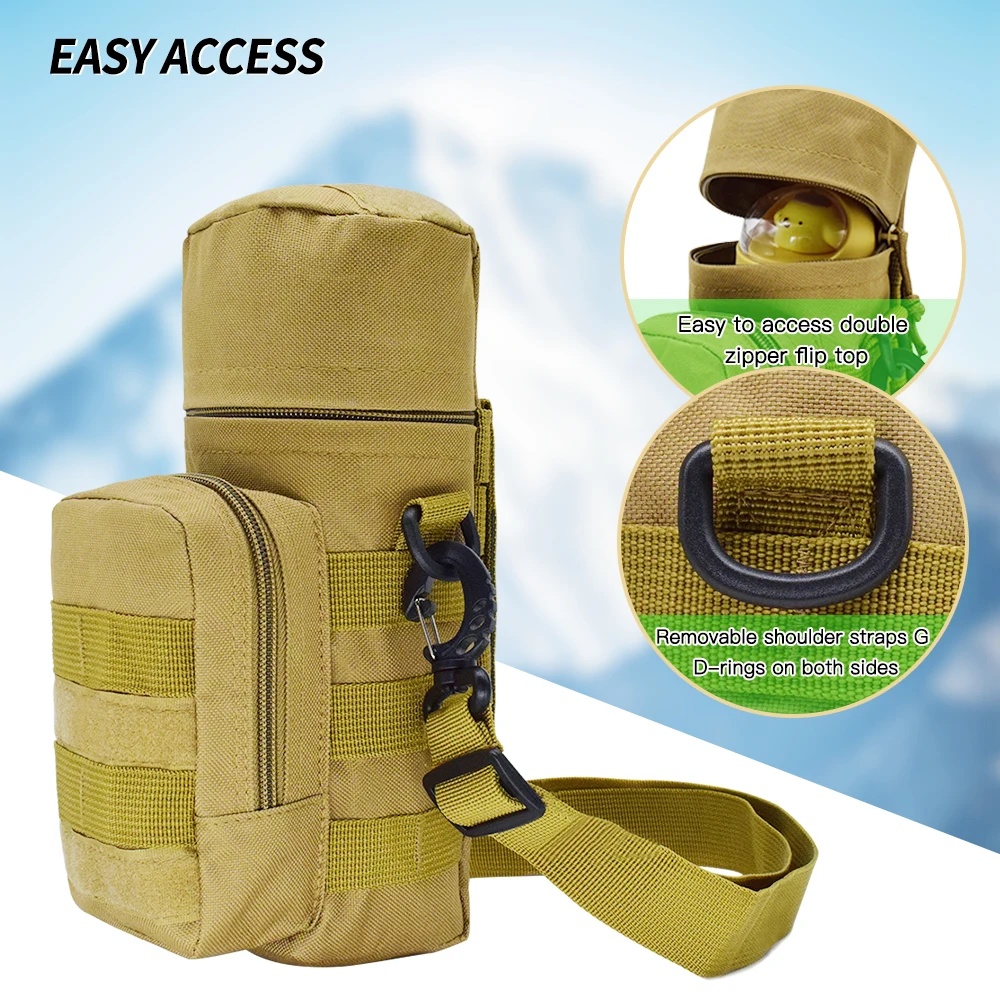 2023 New Molle Water Bottle Pouch Bag Outdoor Military Backpack Hunting Camping Hiking Tactical Water Kettle Holder Pouch
