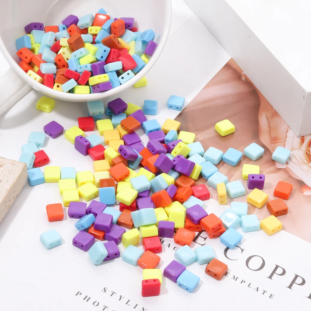 100pcs 8x8mm Acrylic Beads For Jewelry Making Colorful Plastic Loose Beads For Bracelets Durable Accessory Diy Jewelry