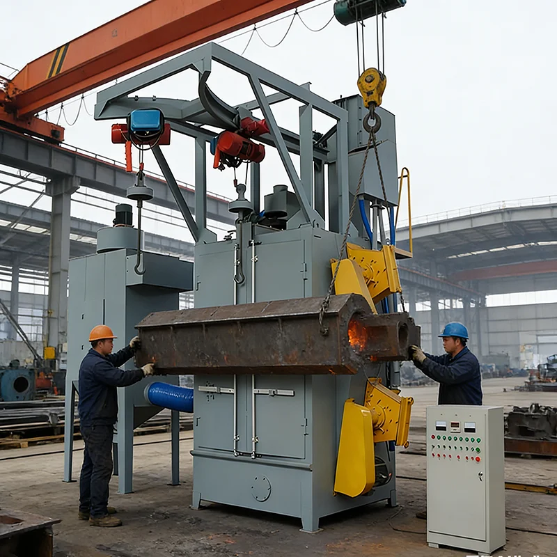 Double Hook Cycle Shot Blasting Machine High Output Automatic Industrial Derusting and Cleaning Equipment