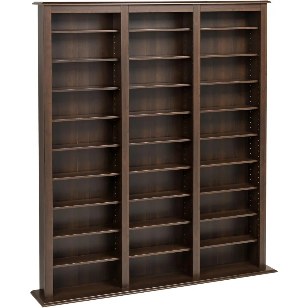 Barrister 3 Column Tall Storage Cabinet, Espresso Storage Cabinet, Display Cabinet, DVD Storage Cabinet with 27 Adjustabl