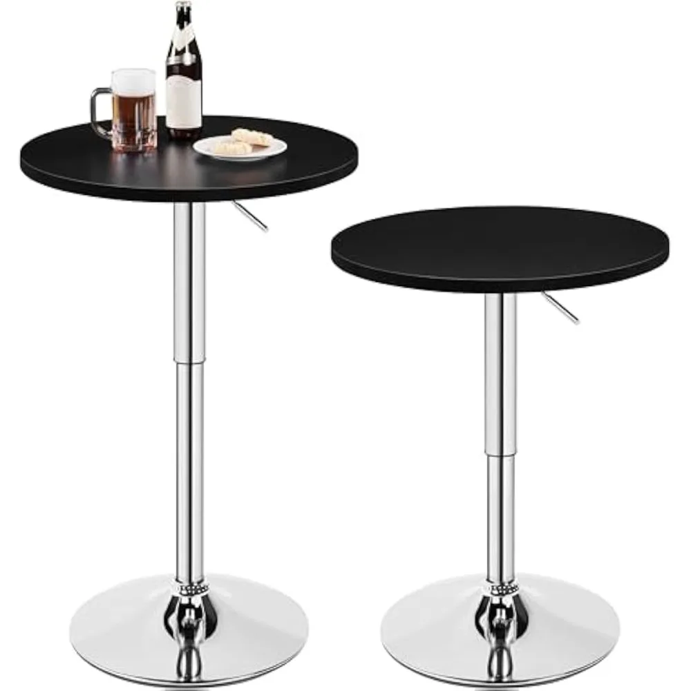 

Modern Round Bar Table Adjustable Bistro Pub Counter Swivel Cafe Tables Set of 2