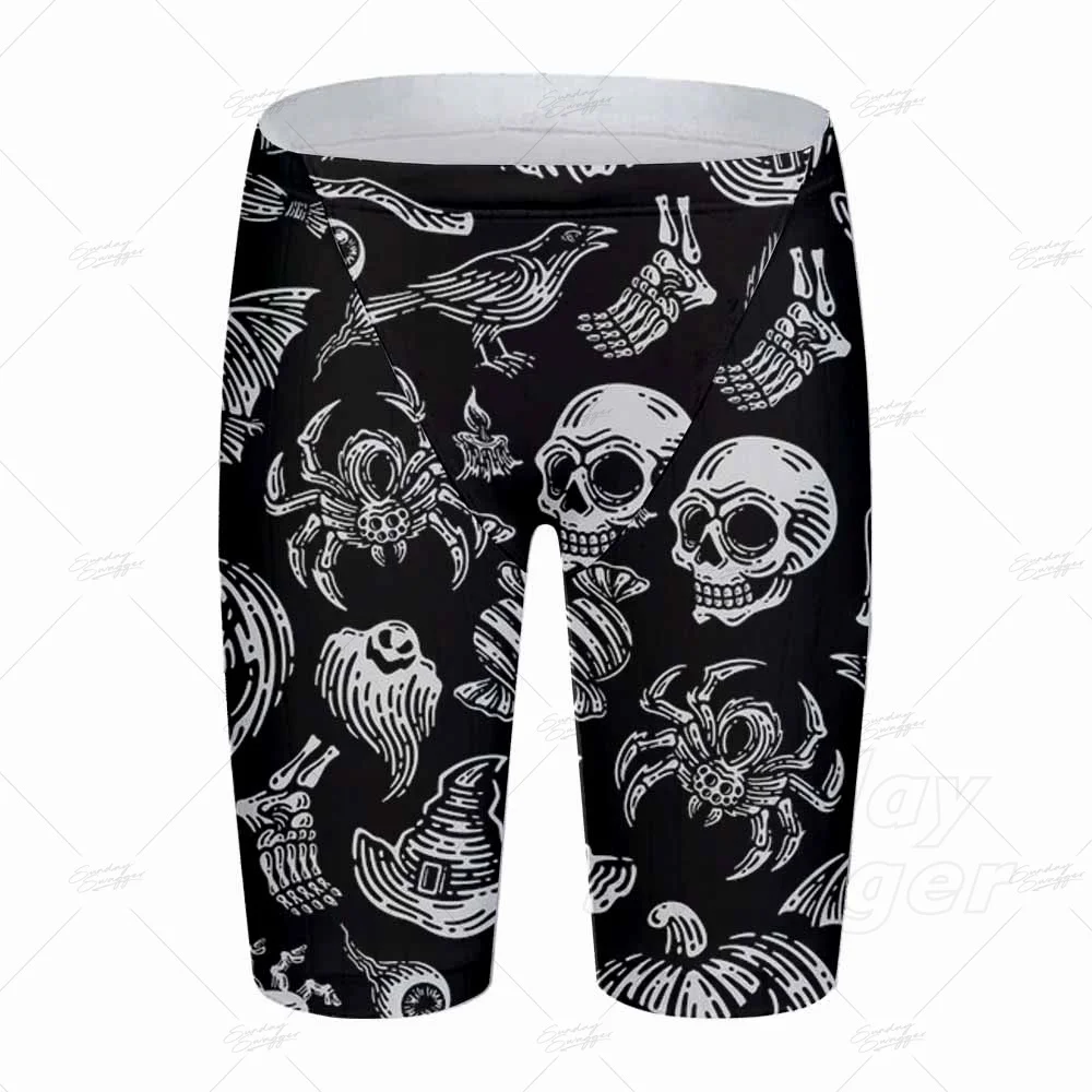 Men’s Black skull Swimwear Professional Competitive Swim Trunks Quick-Drying Swimwear Surfing Briefs Surf Shorts Diving Trunks