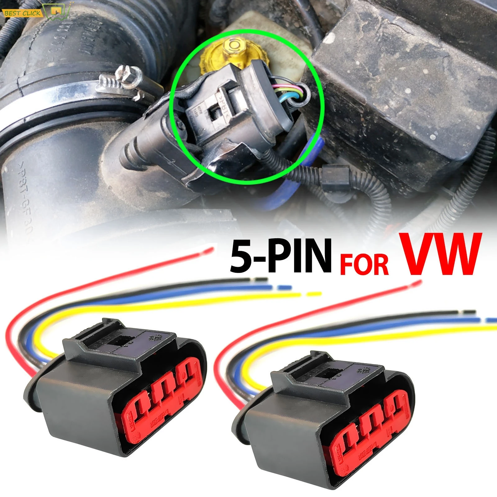 2 peças para vw sharan golf bora polo passat touran jetta caddy t5 maf medidor de fluxo de ar em massa sensor conector plugue fiação 1j0973775a