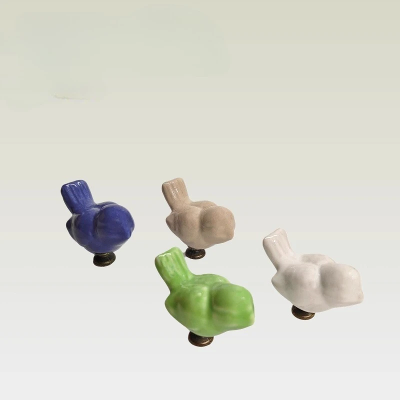 Birds Ceramic Drawer Handles - Rural Children's Handles - Furniture, Cabinets, Wardrobes - Single Hole Handles