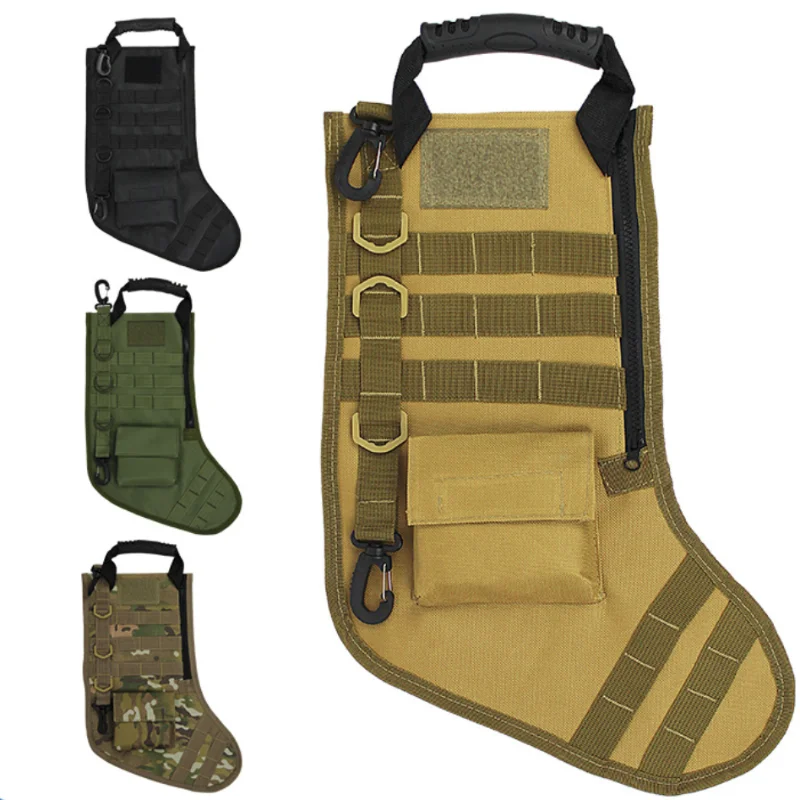 Tactical Christmas Stocking Bag Outdoor Canvas Bag Military Training Waist Hanging Recycling Bag Hanging Ornament