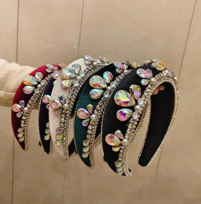 

Ретро-ободок для волос в стиле барокко, полностью инкрустированный стразами, с высоким выступом, женский аксессуар для волос, украшение для головы