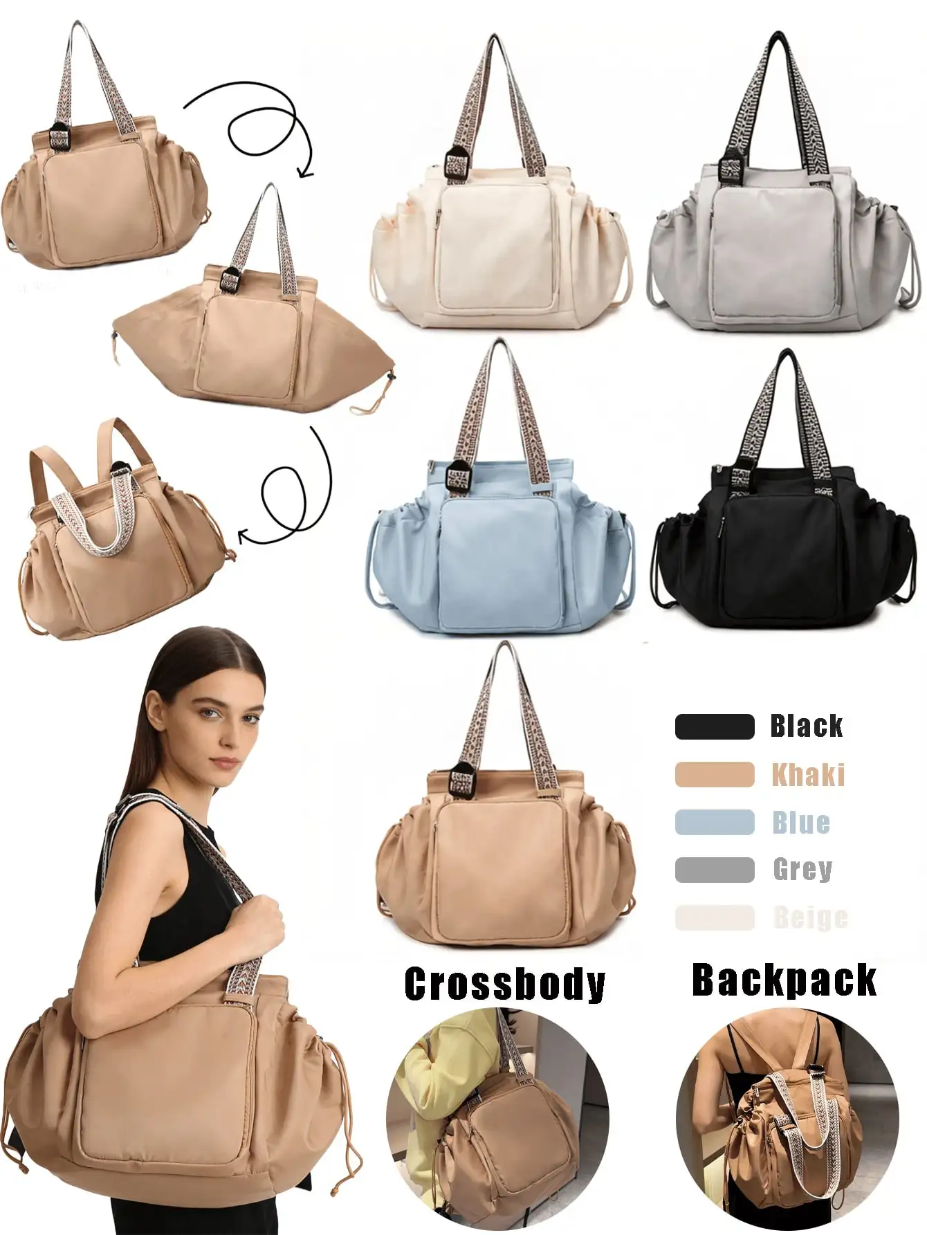 Minimalist Multi-Functional Luggage Bag, Which Can Be Carried On The Back, Worn Across The Body Or Unfolded Into A Large Capacity Handbag.