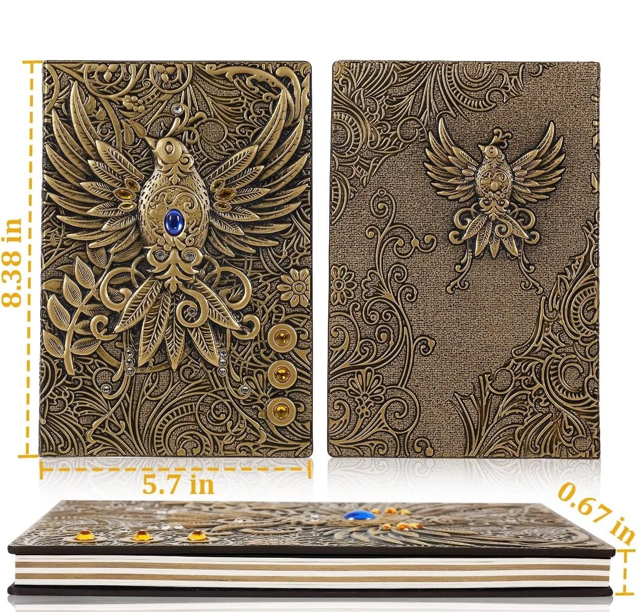 Bloc de notas de PU con relieve de pájaro Phoenix, cuaderno A5 Vintage, 100 hojas, diario antiguo engrosado, regalo, papelería de oficina