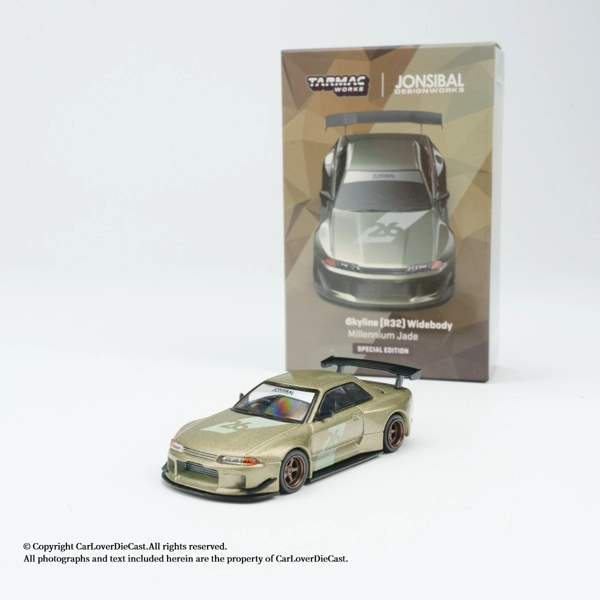Tarmac Works TW 1:64 Skyline (R32) Widebody Millennium Jade /HKS, Modelo de Auto Fundido a Presión